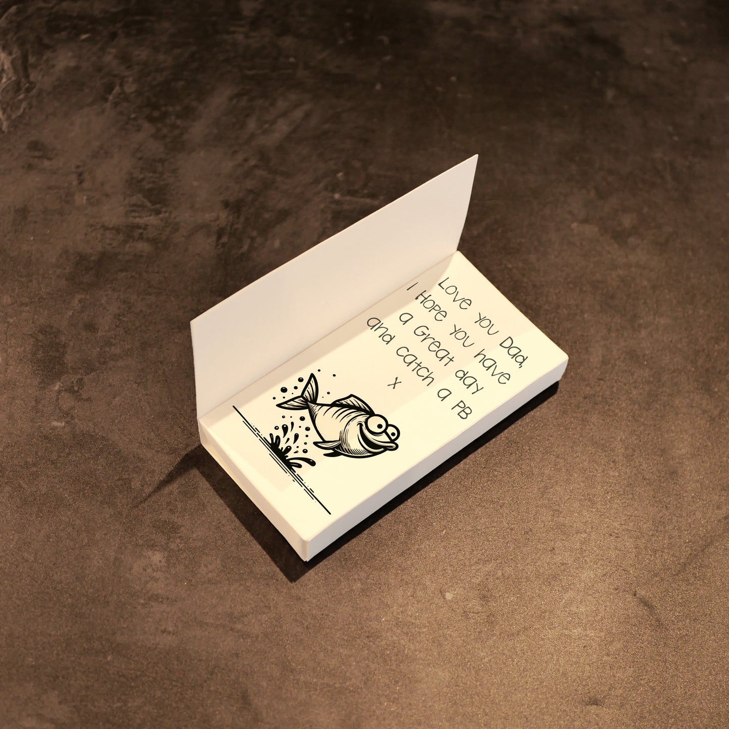 Fishing ChocCard, Personalised Card with a chocolate design of your choice