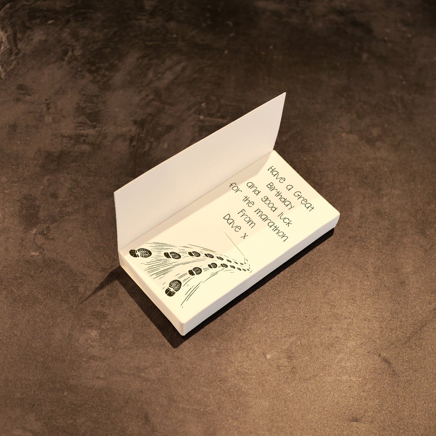 Running Man ChocCard, Personalised Card with a chocolate design of your choice