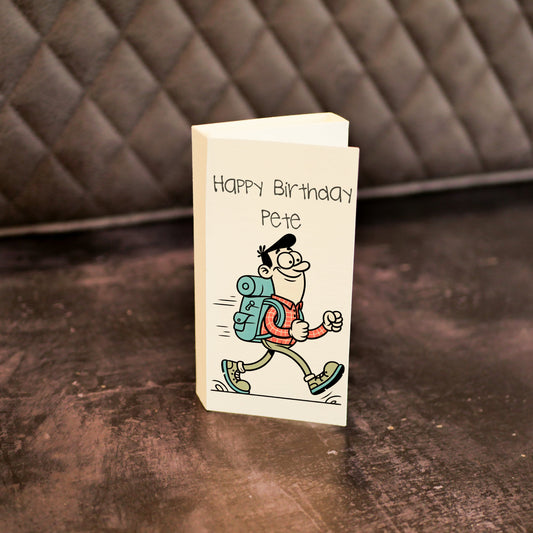 Hiking ChocCard, Personalised Card with a chocolate design of your choice