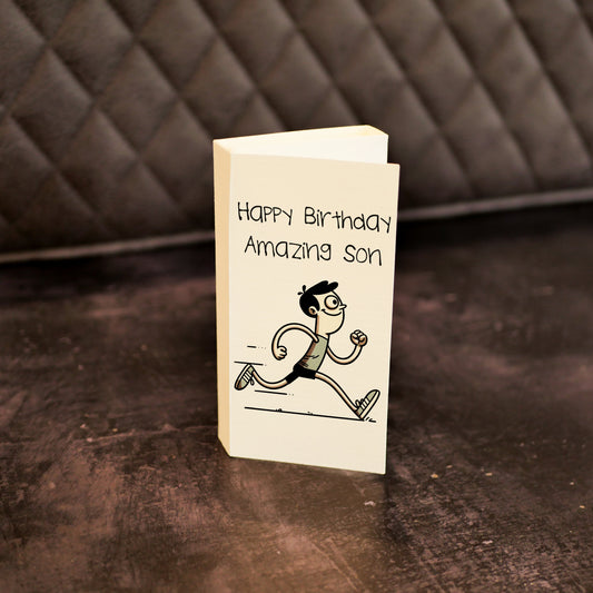 Running Man ChocCard, Personalised Card with a chocolate design of your choice