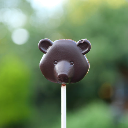 Bear Animal Belgian Milk Chocolate Lollipops x 4