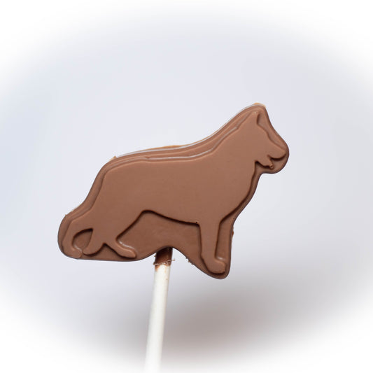 German Shepherd dog silhouette lollipop x 4 Belgian chocolate