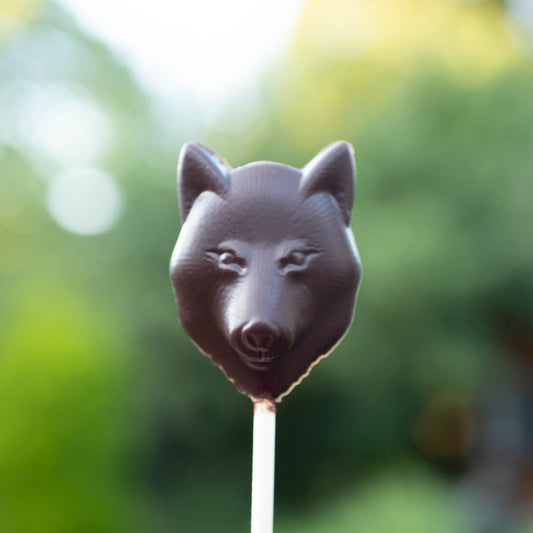 Wolf Animal Belgian Milk Chocolate Lollipops x 4