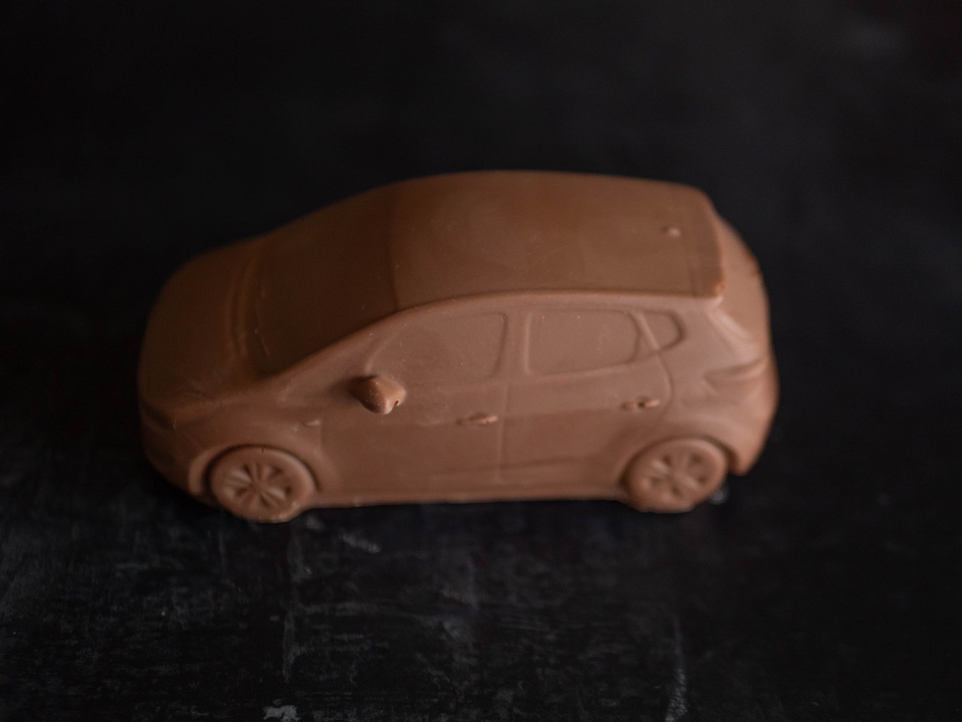 A 3D chocolate hatchback car