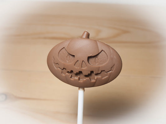 Set of 8 Belgian chocolate pumpkin head lollipops