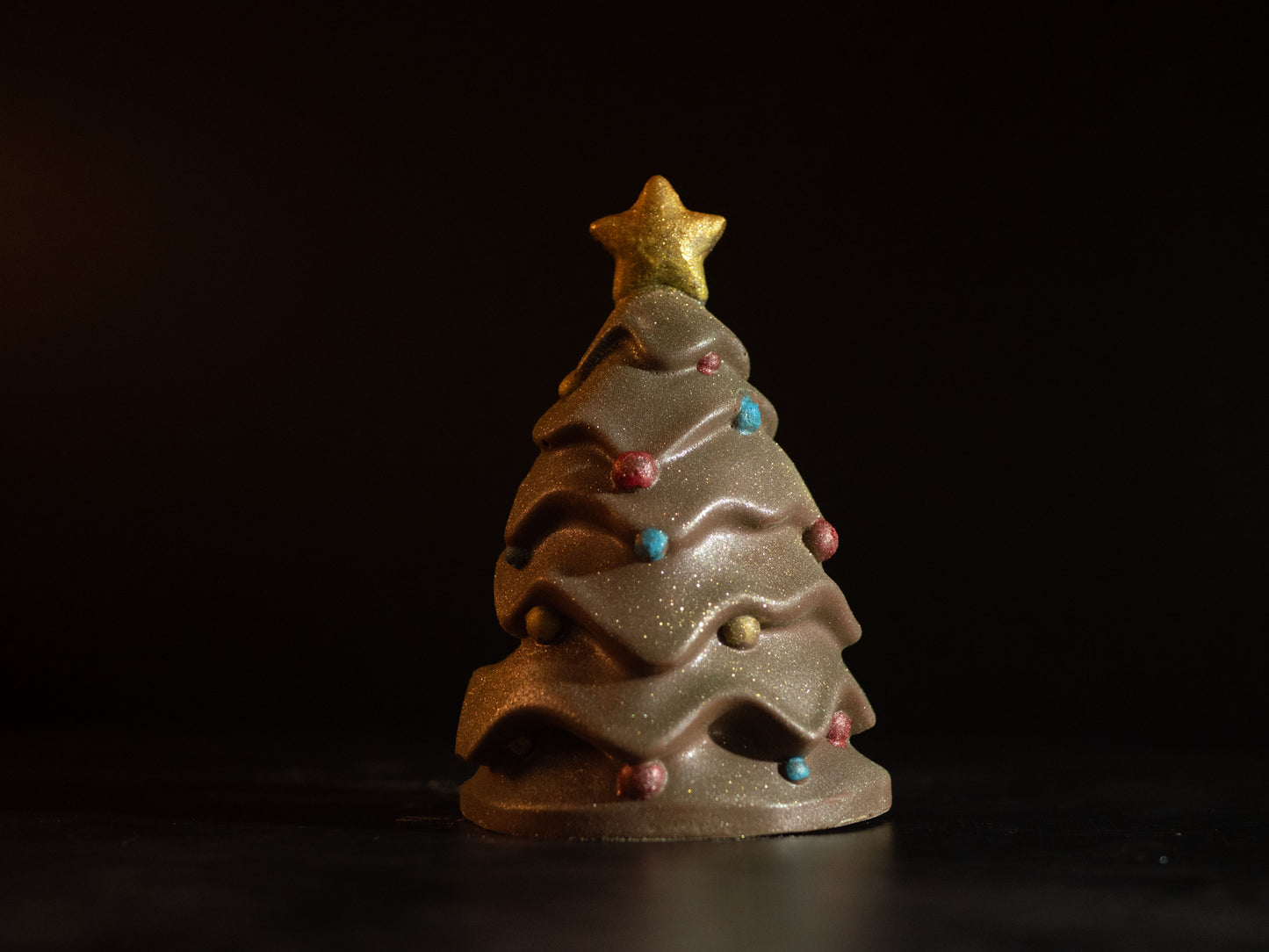 Coloured Christmas Tree 3D- Milk Belgian Chocolate glitter/ cake topper