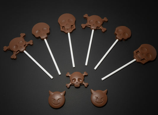 Set of 4 Belgian chocolate skull lollipops