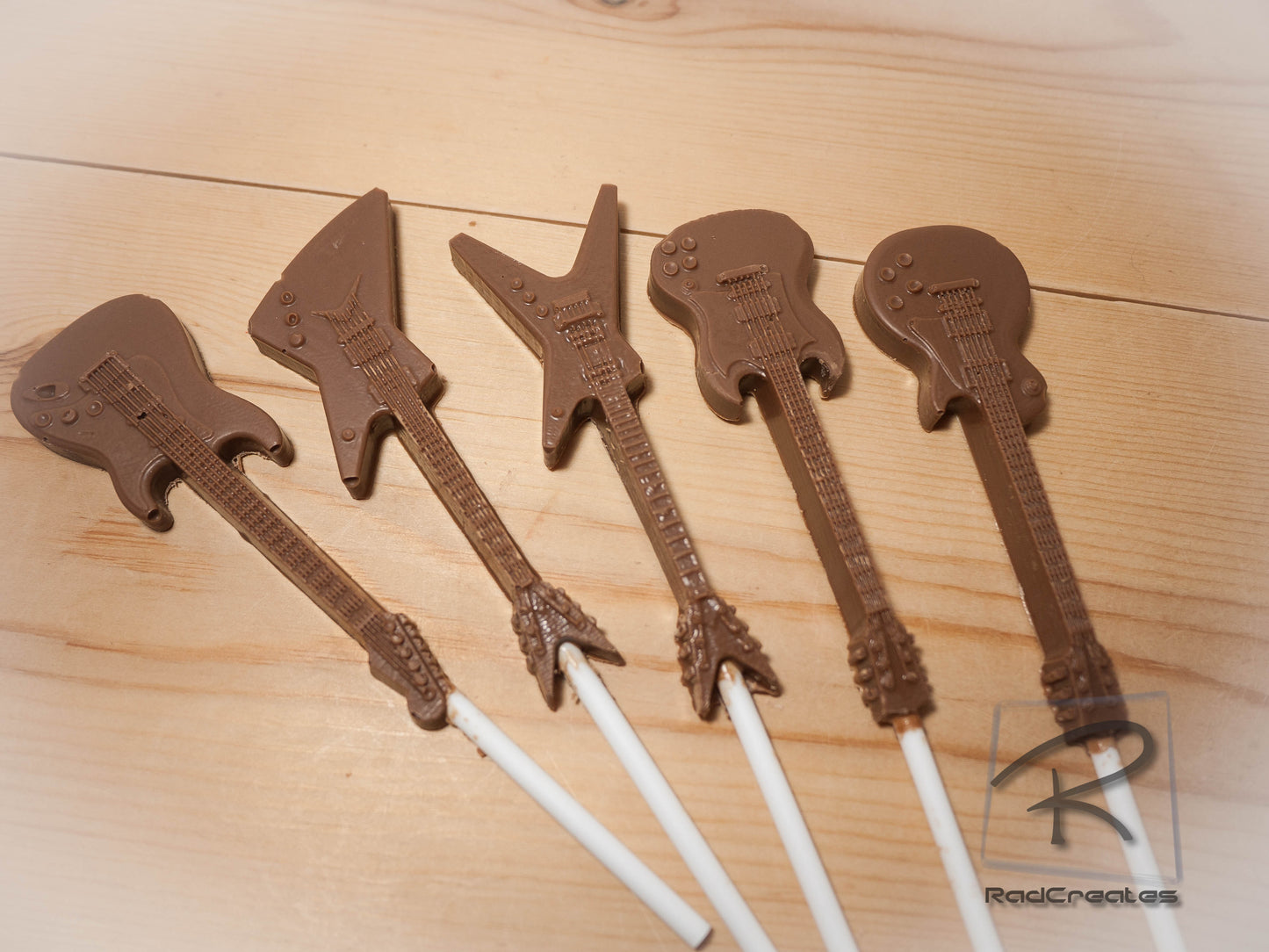 10 x Guitar Belgian Milk Chocolate Lollipops/ rock/instrument/band