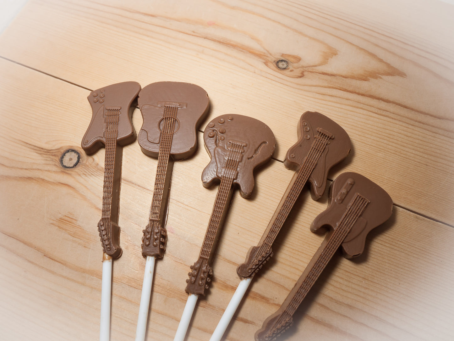 10 x Guitar Belgian Milk Chocolate Lollipops/ rock/instrument/band