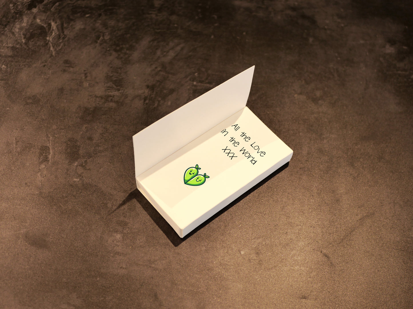 Two Peas in a Pod ChocCard, Personalised Card with a chocolate design of your choice