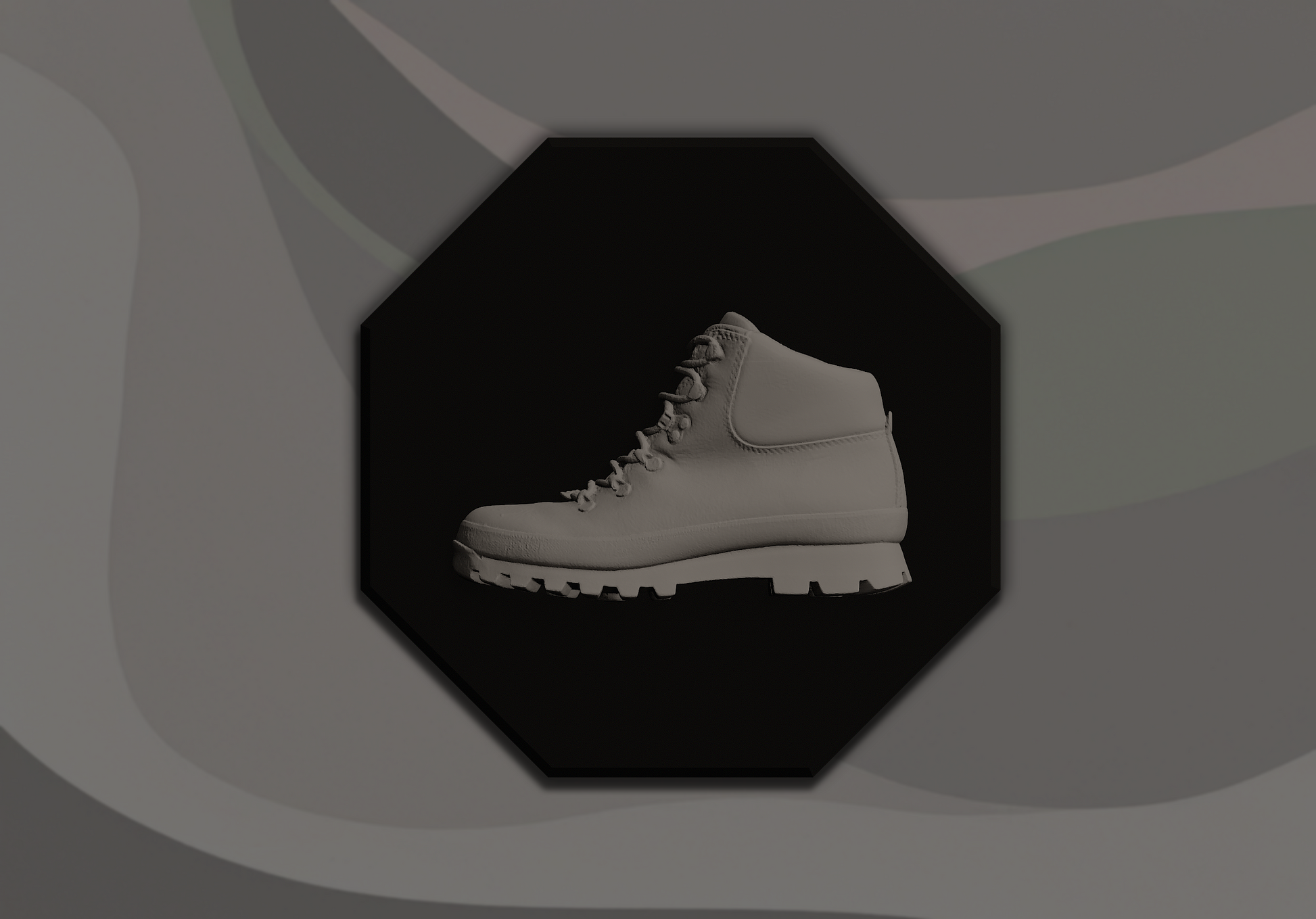 White boot on a black background