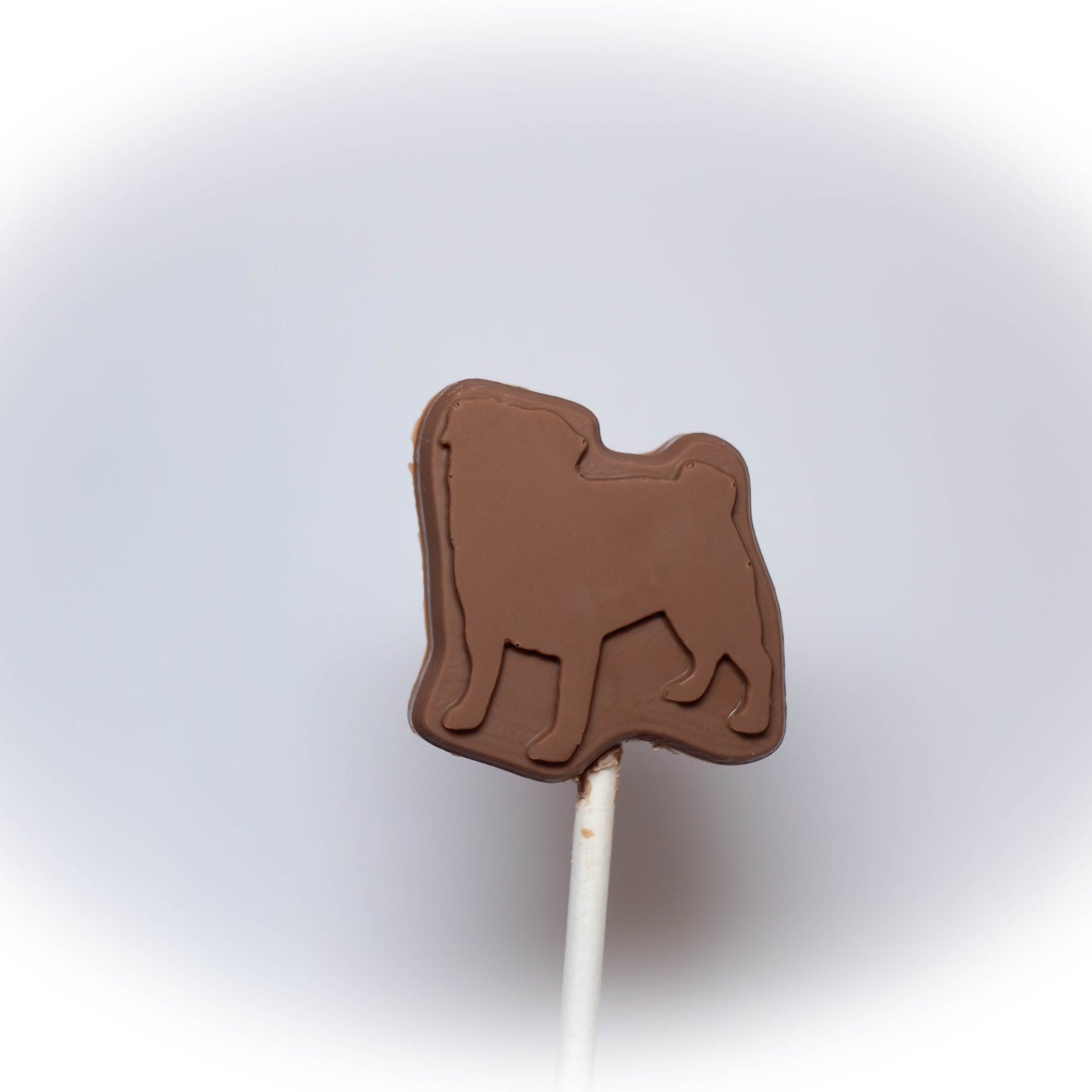 100 x Dog silhouette lollipop Belgian chocolate