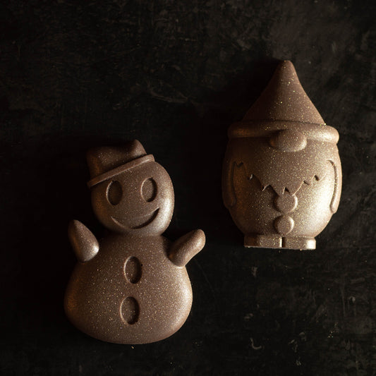 Christmas Gonk and Snowman bar x 2 silver glitter