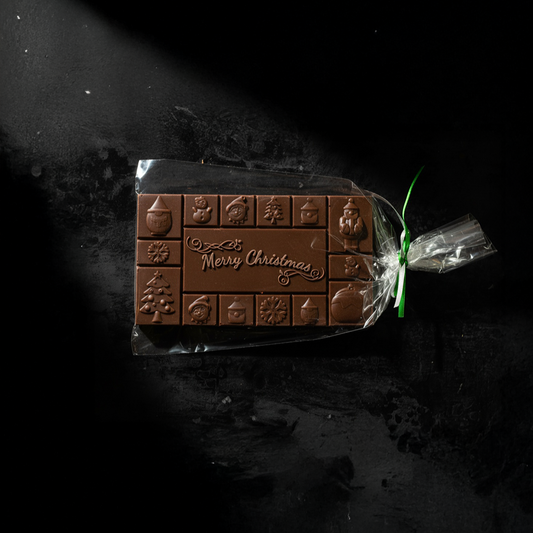 Merry Christmas Chocolate Bar Belgian - silver glitter