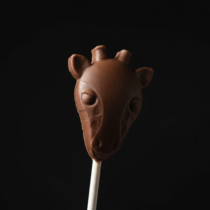 Giraffe Safari Animal Belgian Milk Chocolate Lollipops x 4