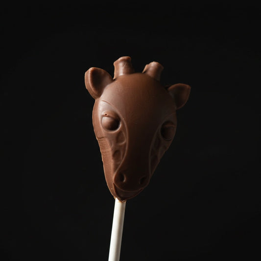 Giraffe Safari Animal Belgian Milk Chocolate Lollipops x 4