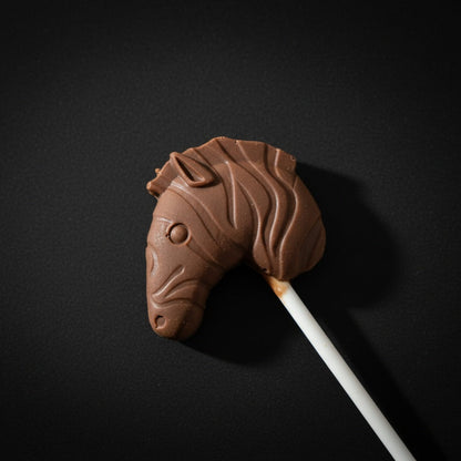 Zebra Safari Animal Belgian Milk Chocolate Lollipops x 4