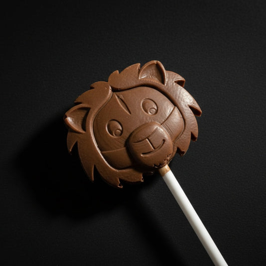 Lion Safari Animal Belgian Milk Chocolate Lollipops x 4