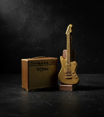 Belgian chocolate Guitar with stand and amp set