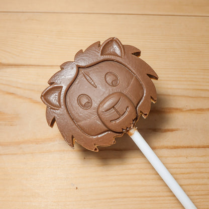Lion Safari Animal Belgian Milk Chocolate Lollipops x 4
