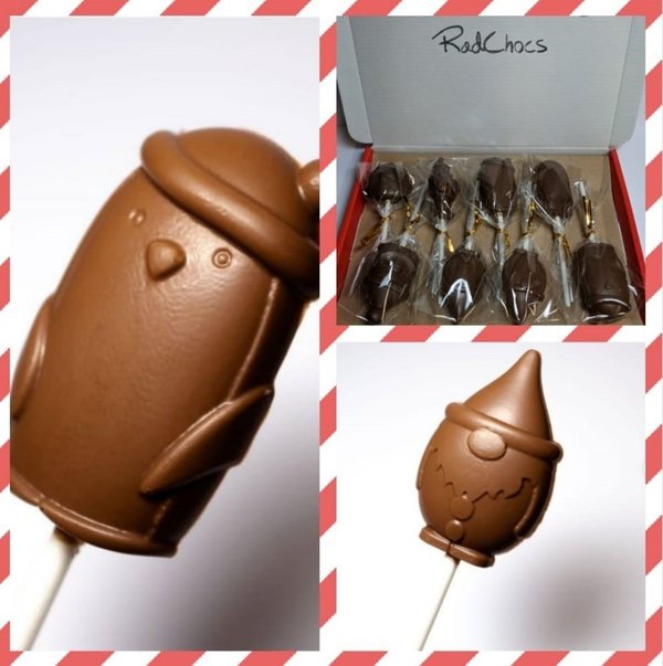 Belgian chocolate lollipops, Christmas gift box x 8