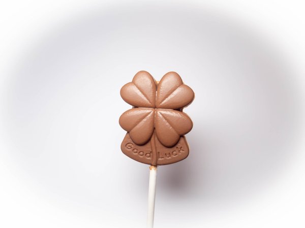 Belgian chocolate lollipops, Good Luck 4 leaf clover x 8